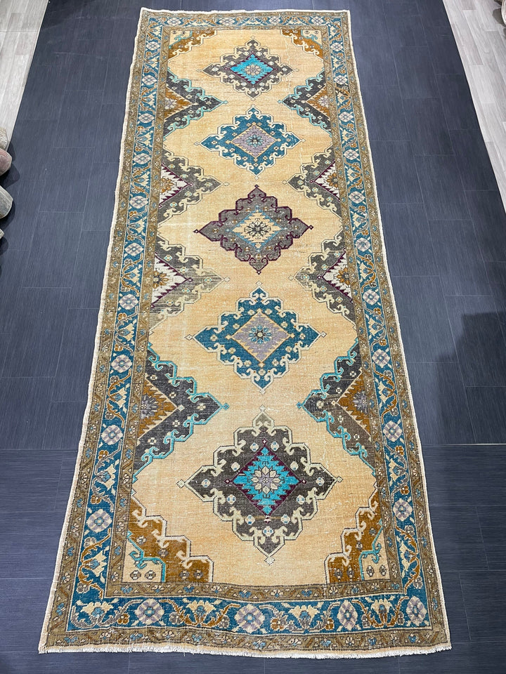 Beige Turkish Runner Rug 4' 11" x 13' Hand-Knotted view 9