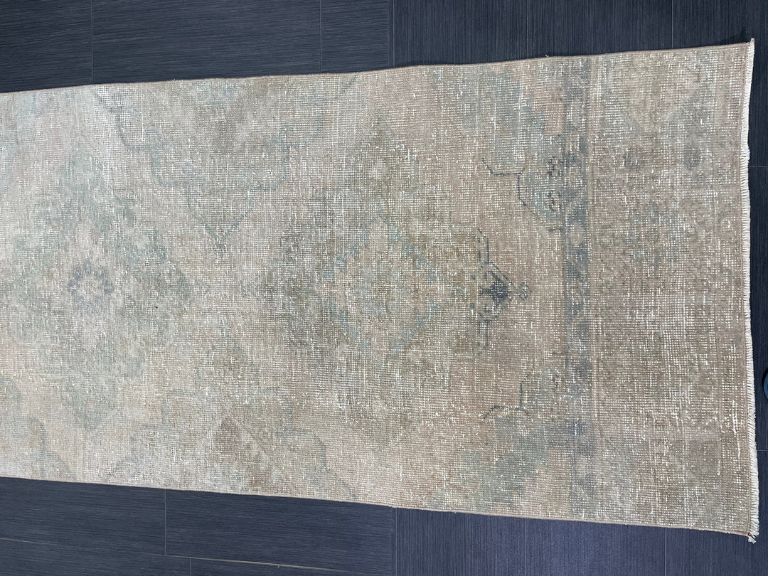 Tan Turkish Runner Rug 2' 9" x 12' 7" Hand-Knotted pattern