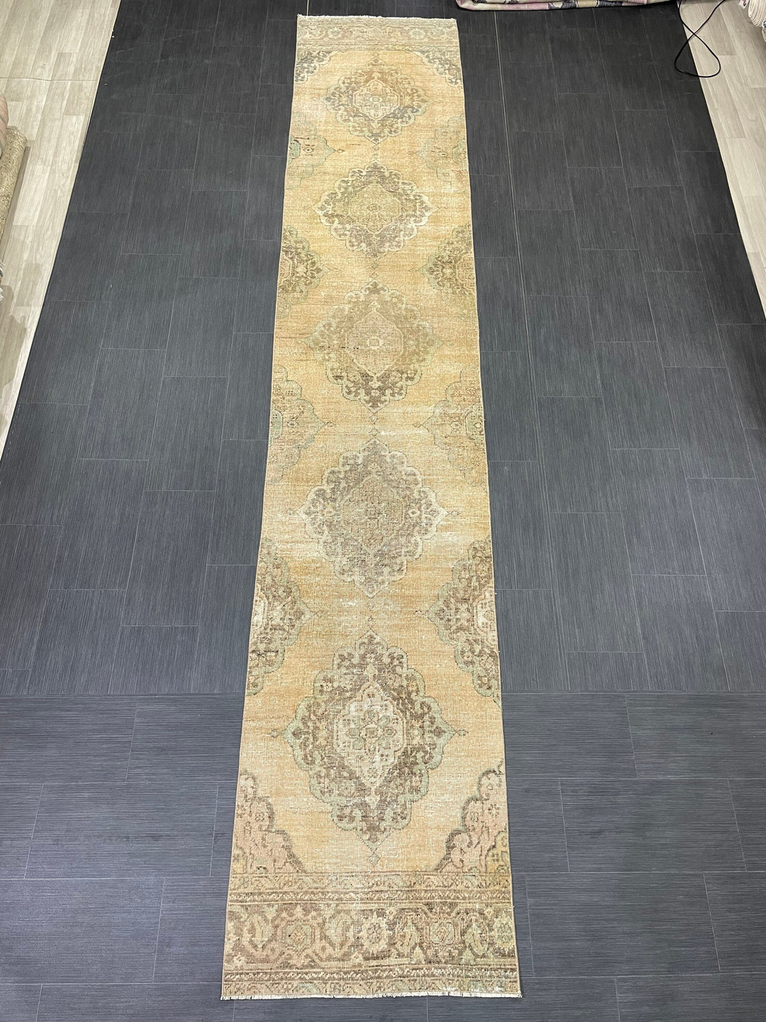 Turkish Runner Rug 2' 8" x 13' 11" Hand-Knotted close-up