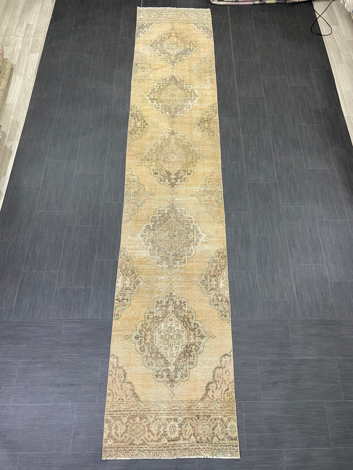 Turkish Runner Rug 2' 8" x 13' 11" Hand-Knotted close-up