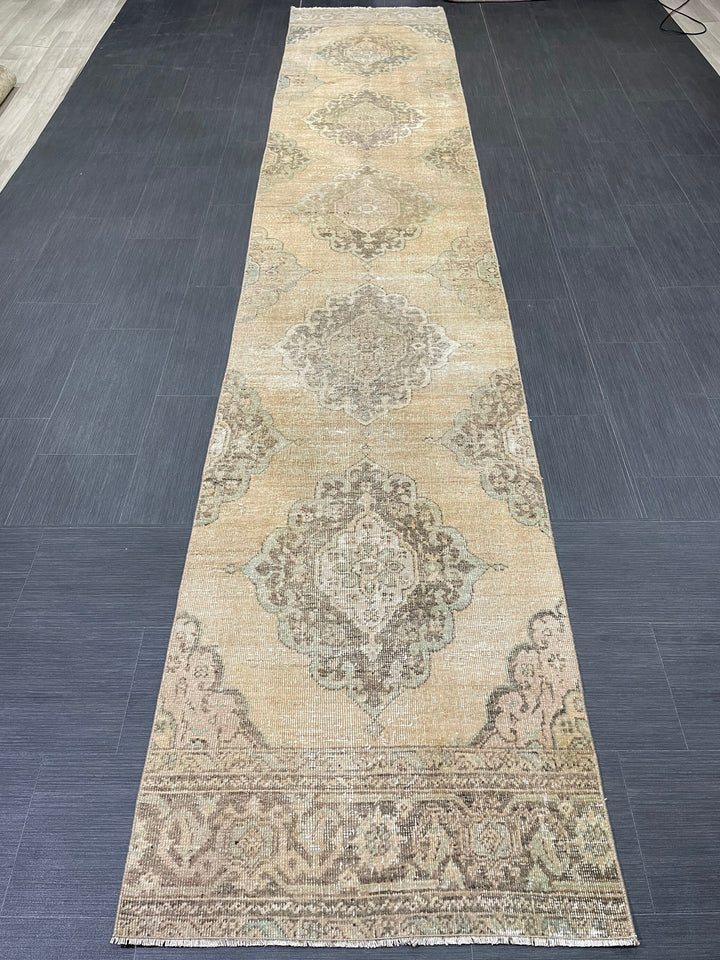 Turkish Runner Rug 2' 8" x 13' 11" Hand-Knotted reverse