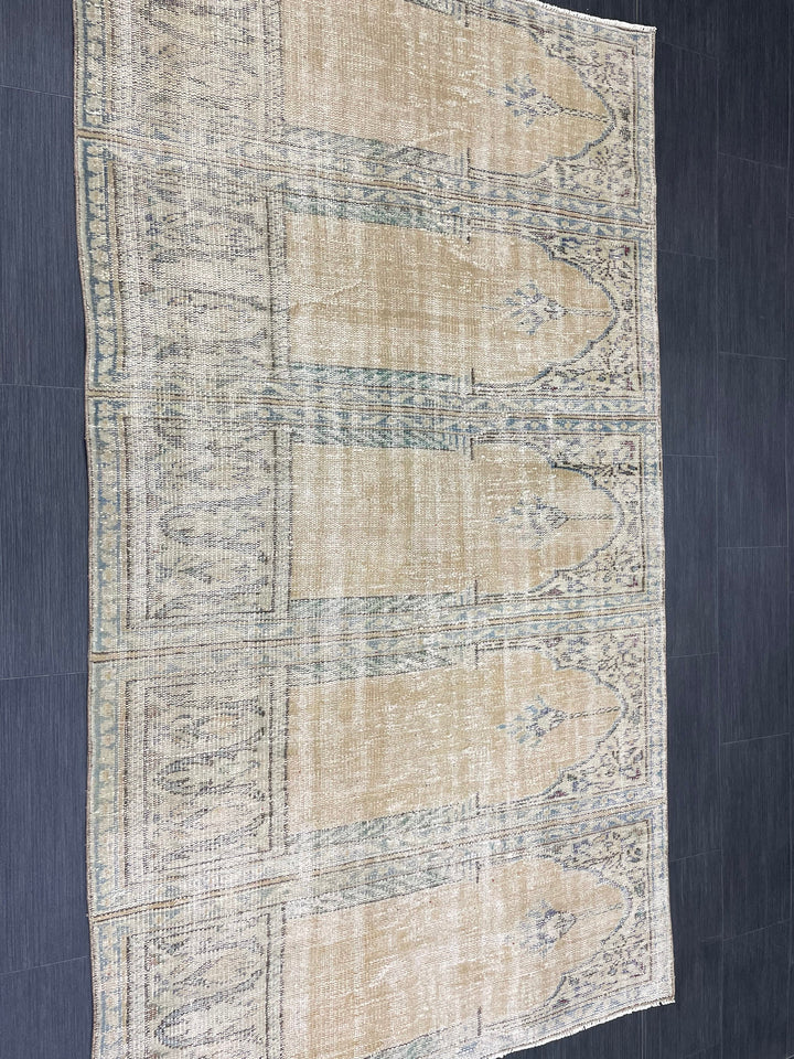 Blue Turkish Runner Rug 4' 3" x 7' 7" Hand-Knotted | No. WR61356