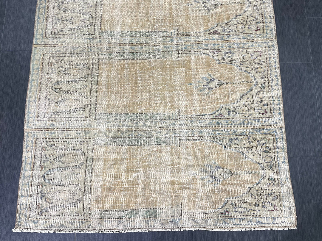 Blue Turkish Runner Rug 4' 3" x 7' 7" Hand-Knotted | No. WR61356