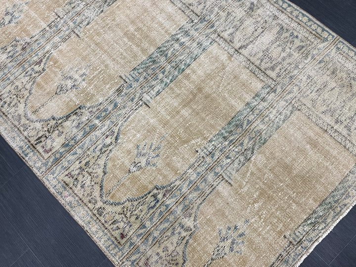 Blue Turkish Runner Rug 4' 3" x 7' 7" Hand-Knotted | No. WR61356