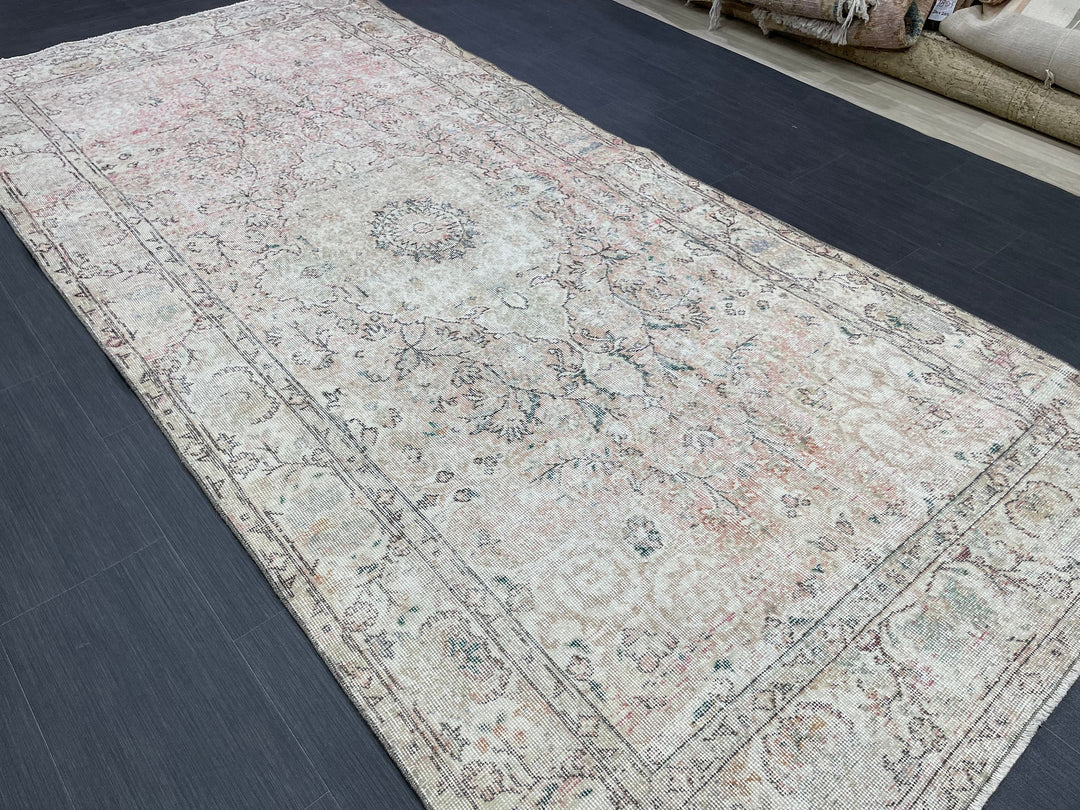 Blue Turkish Runner Rug 4' 8" x 9' 11" Hand-Knotted | No. WR14800