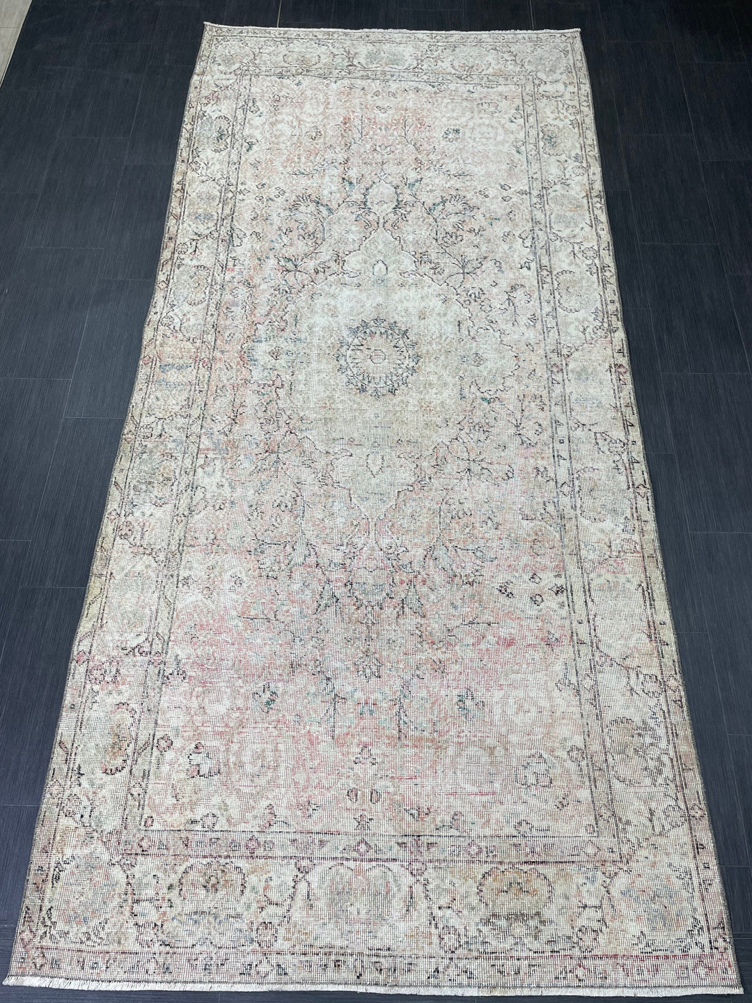 Blue Turkish Runner Rug 4' 8" x 9' 11" Hand-Knotted | No. WR14800