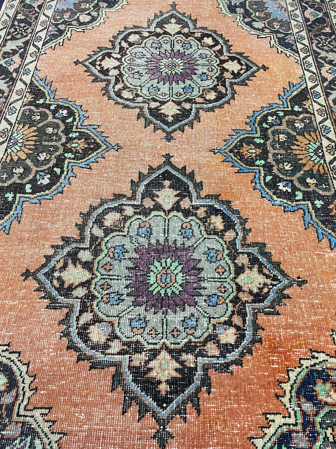 Beige Turkish Oushak Rug 4' 2" x 6' 6" Hand-Knotted field