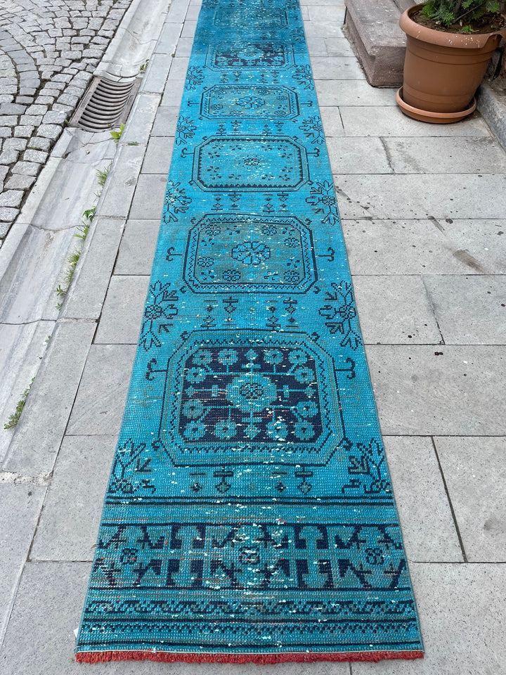 Beige Turkish Runner Rug 2' 2" x 19' 4" Hand-Knotted border