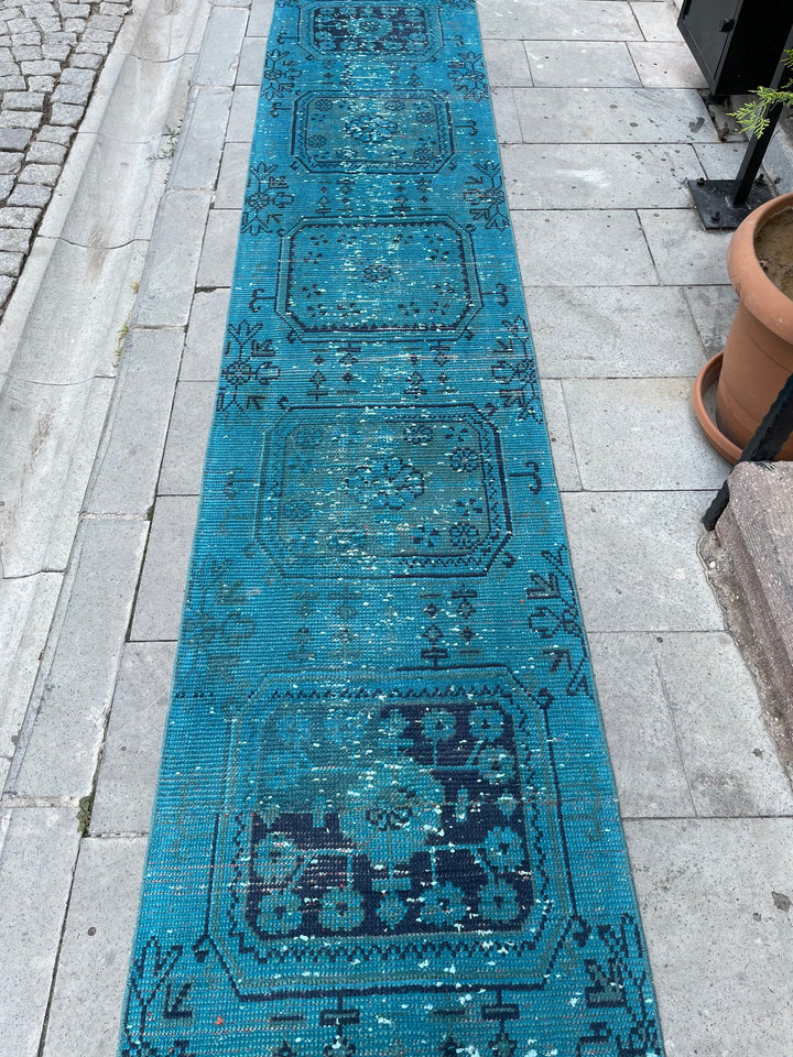 Beige Turkish Runner Rug 2' 2" x 19' 4" Hand-Knotted reverse