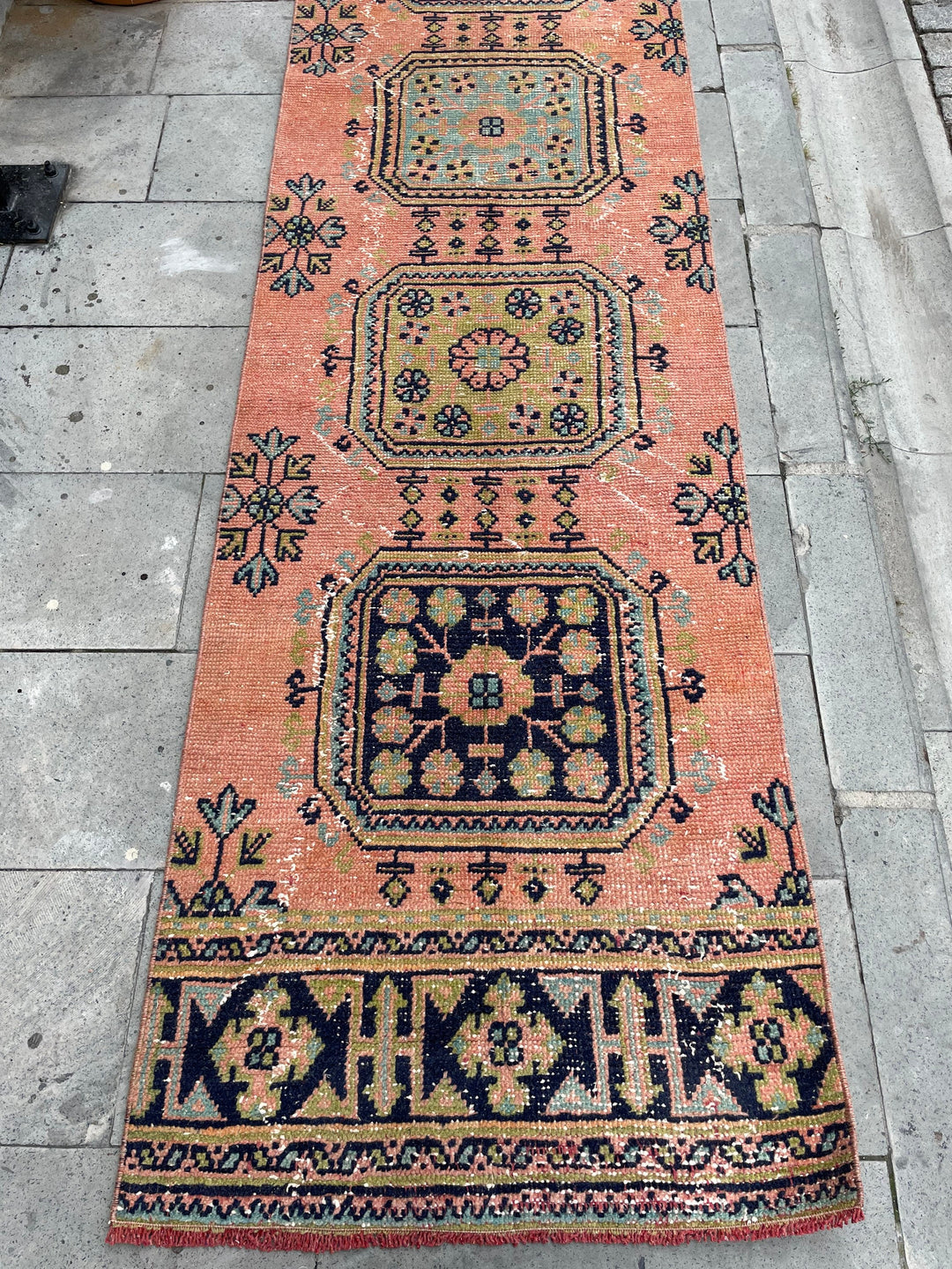 Beige Turkish Runner Rug 2' 7" x 21' 1" Hand-Knotted texture