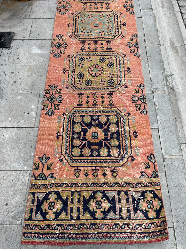 Beige Turkish Runner Rug 2' 7" x 21' 1" Hand-Knotted texture
