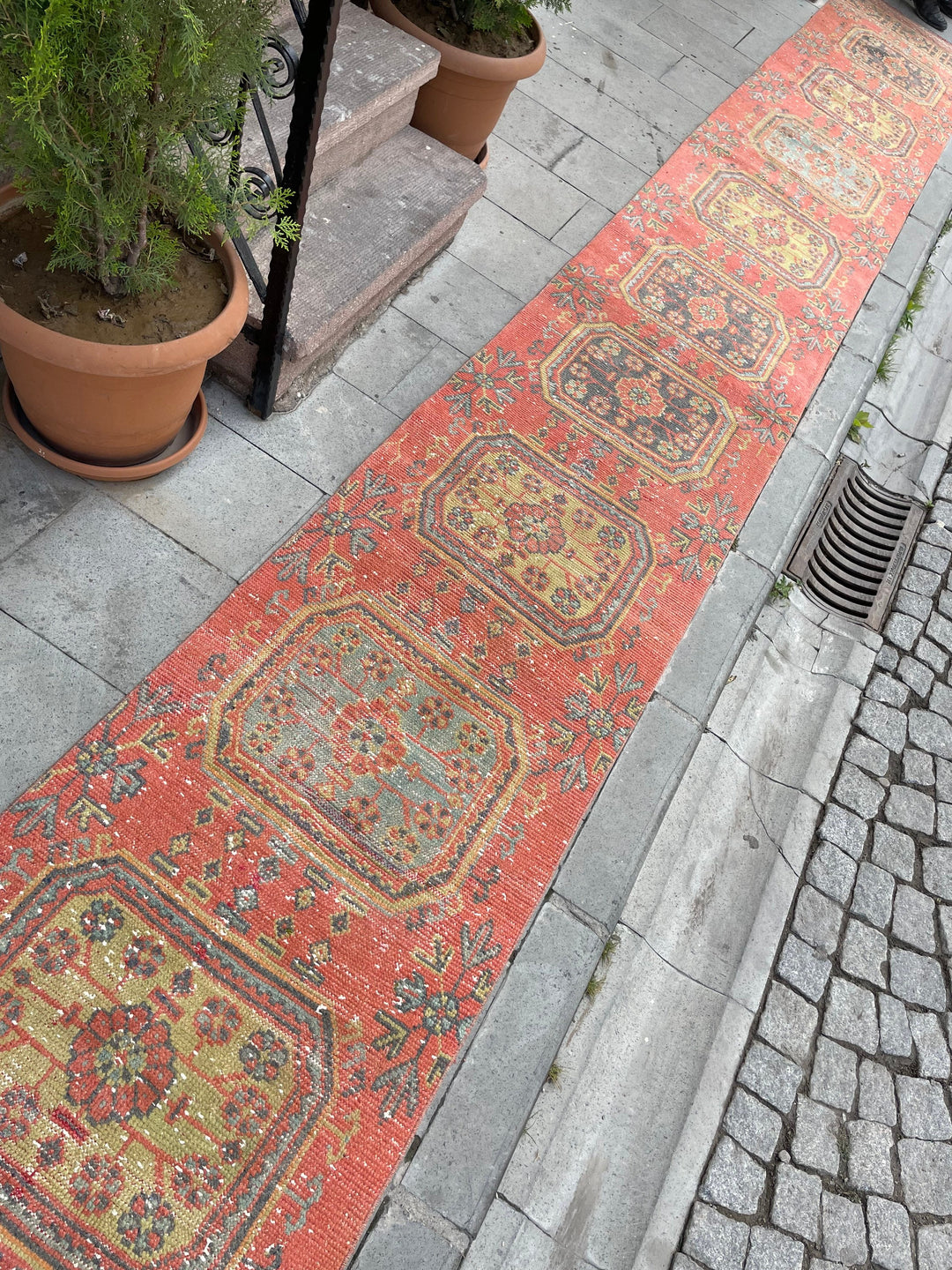 Beige Turkish Runner Rug 2' 7" x 22' 3" Hand-Knotted texture