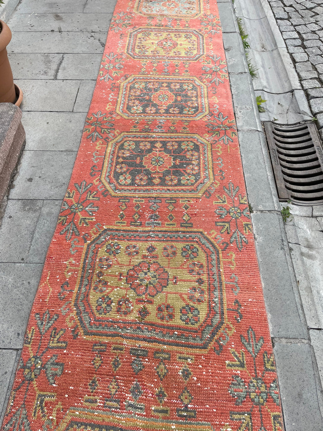 Beige Turkish Runner Rug 2' 7" x 22' 3" Hand-Knotted reverse