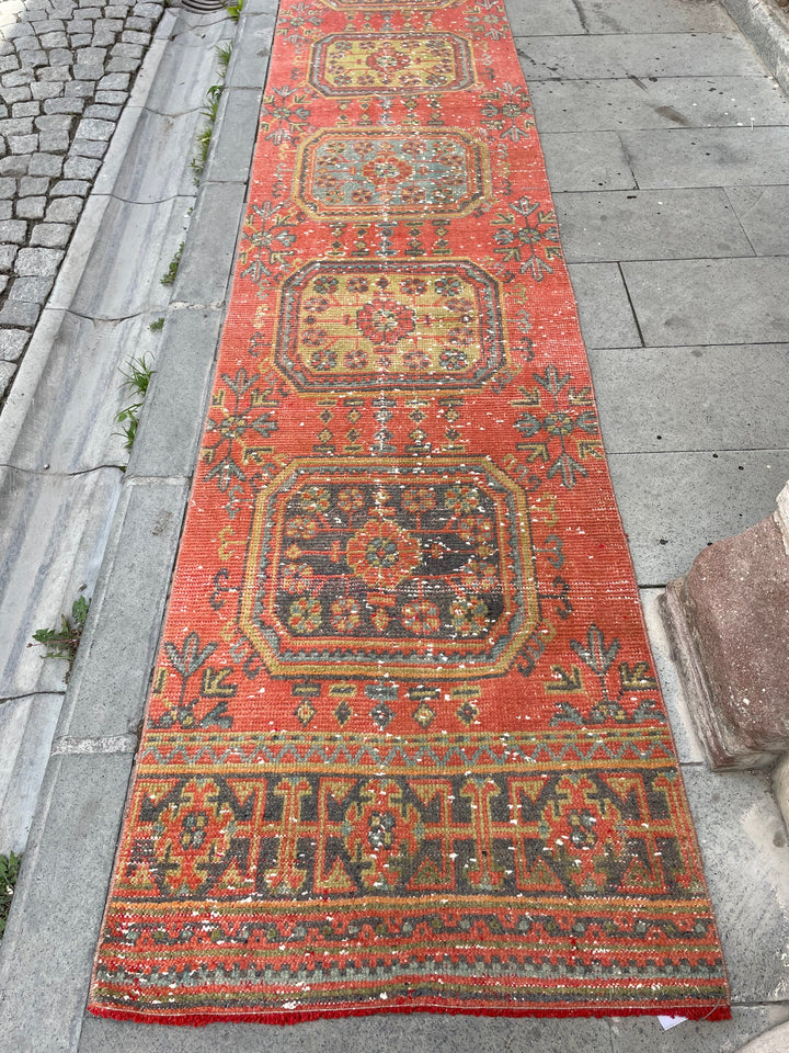 Beige Turkish Runner Rug 2' 7" x 22' 3" Hand-Knotted field