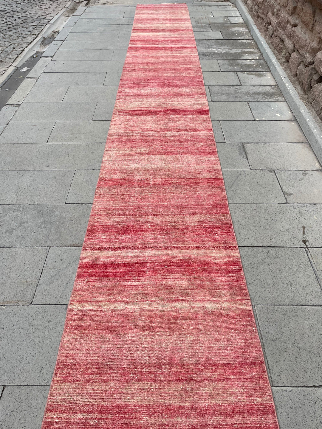 Beige Turkish Runner Rug 2' 5" x 19' Hand-Knotted close-up