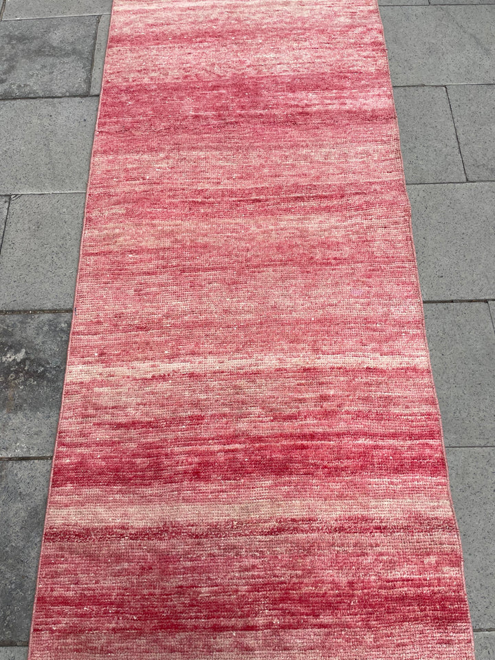Beige Turkish Runner Rug 2' 5" x 19' Hand-Knotted texture