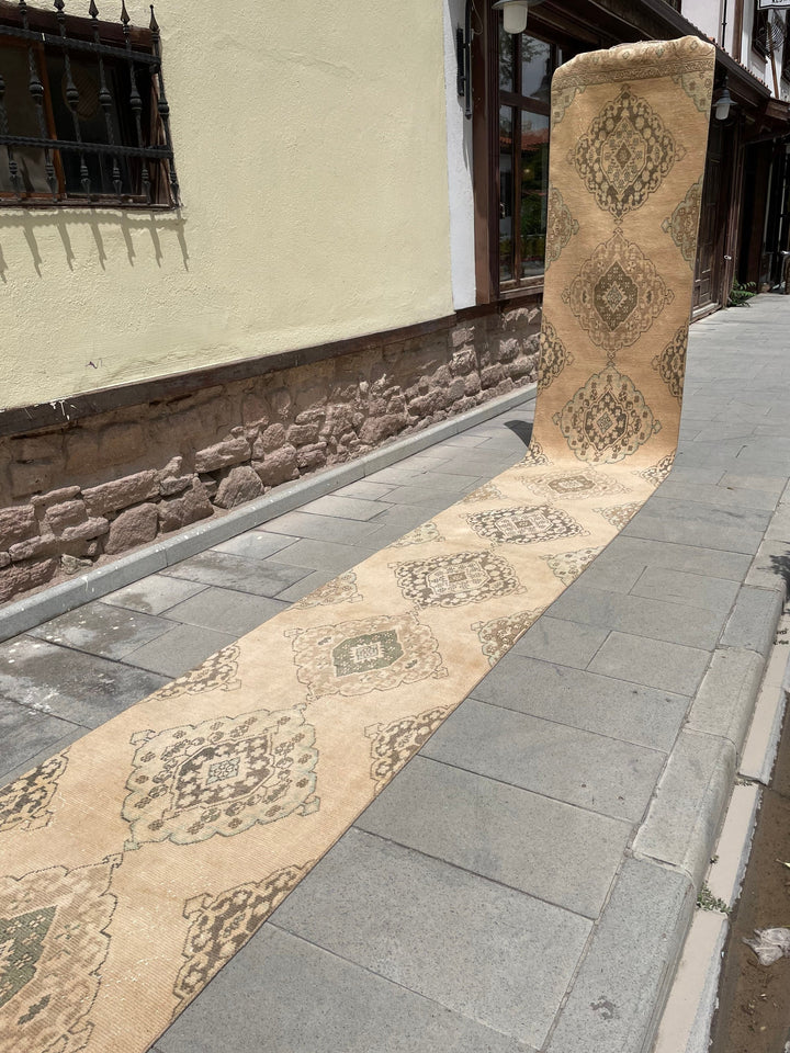 Beige Turkish Runner Rug 2' 9" x 24' 3" Hand-Knotted view