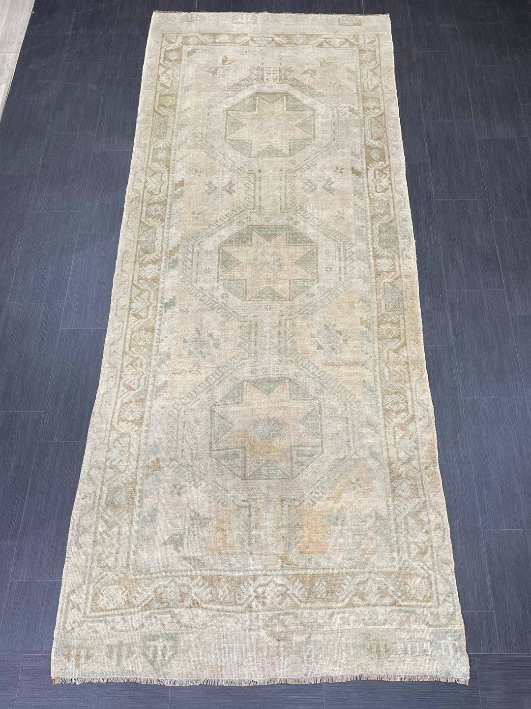 Rust Turkish Runner Rug 4' 5" x 10' 10" Hand-Knotted reverse
