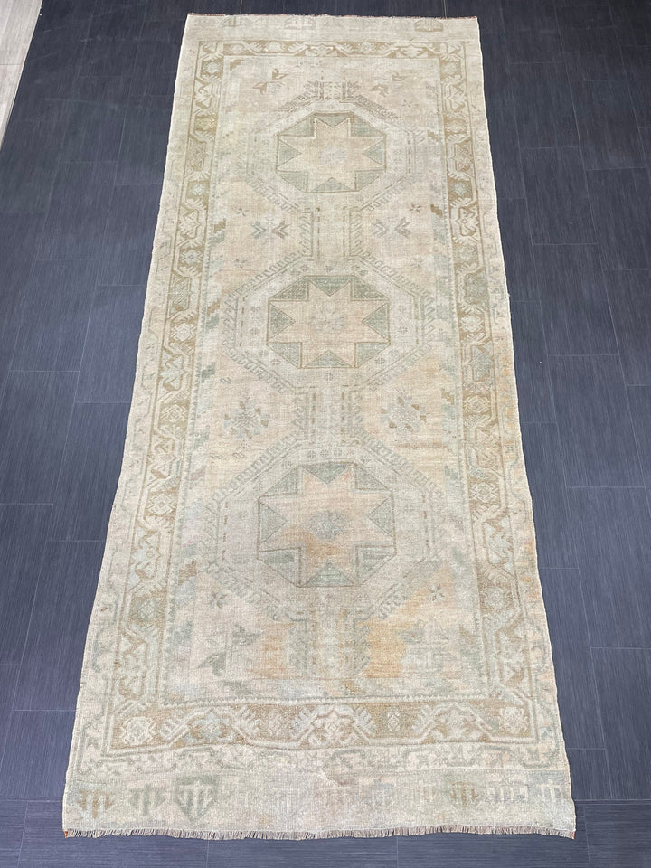 Rust Turkish Runner Rug 4' 5" x 10' 10" Hand-Knotted reverse
