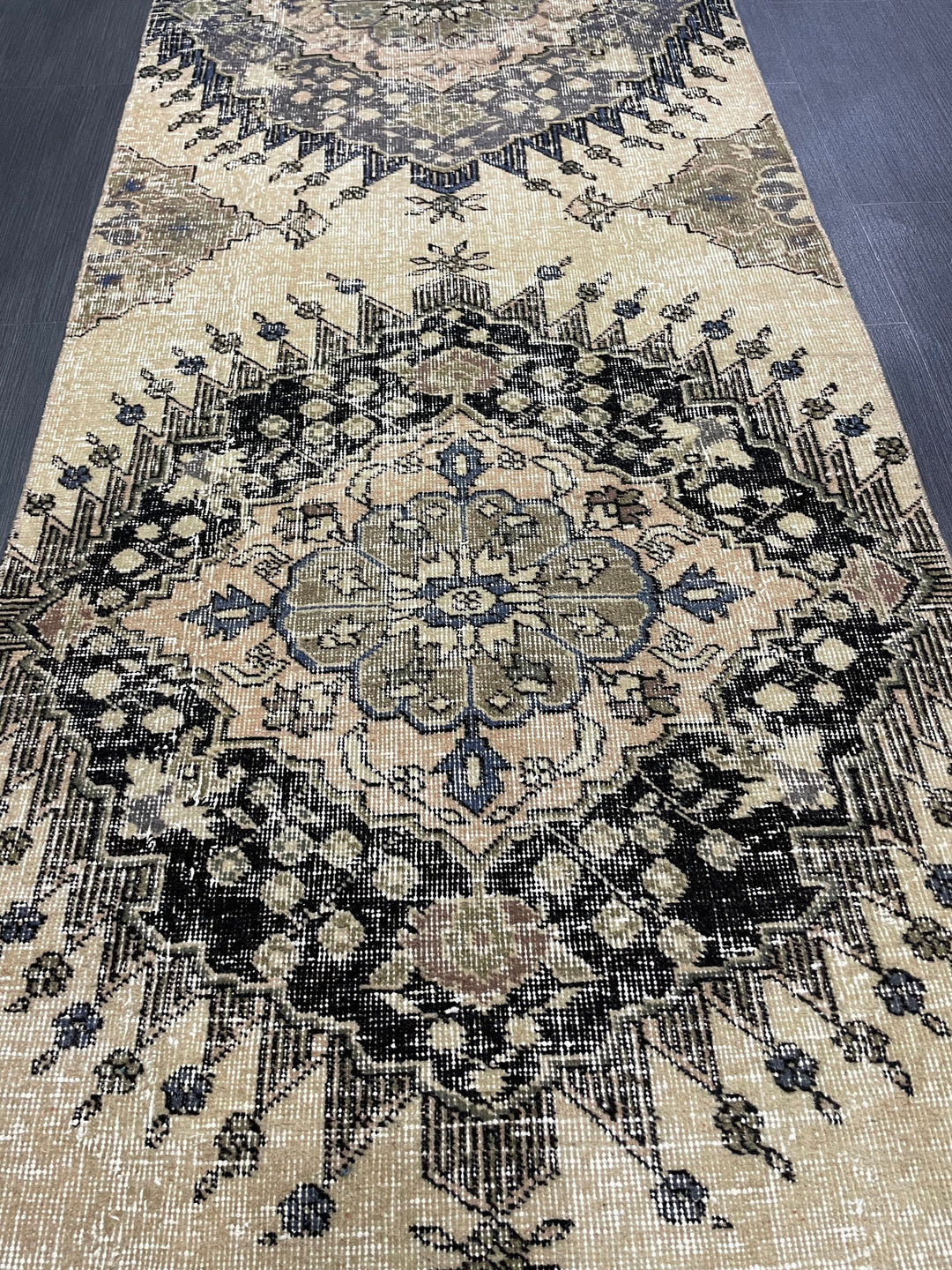 Beige Turkish Runner Rug 2' 9" x 13' 1" Hand-Knotted pattern