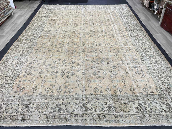 Beige Turkish Oushak Rug 8' 9" x 12' 7" Hand-Knotted | No. WR20628