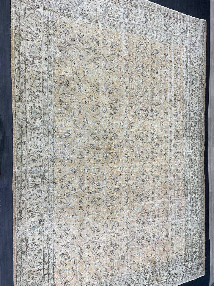 Beige Turkish Oushak Rug 8' 9" x 12' 7" Hand-Knotted | No. WR20628
