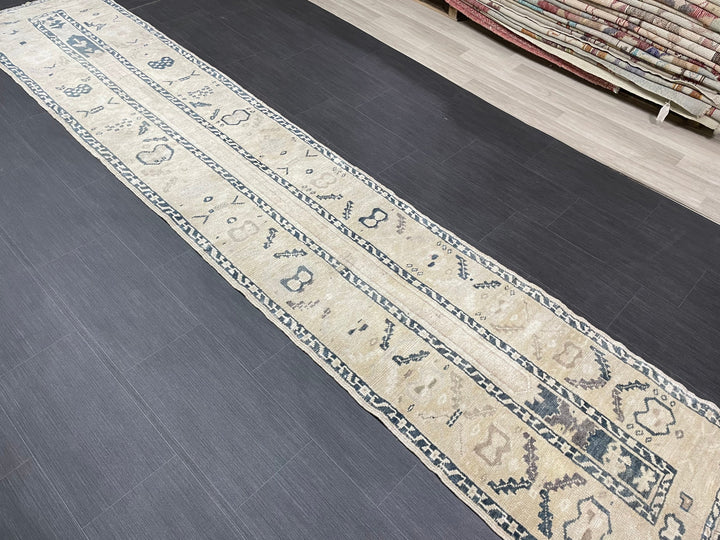 Beige Turkish Runner Rug 2' 4" x 11' 8" Hand-Knotted