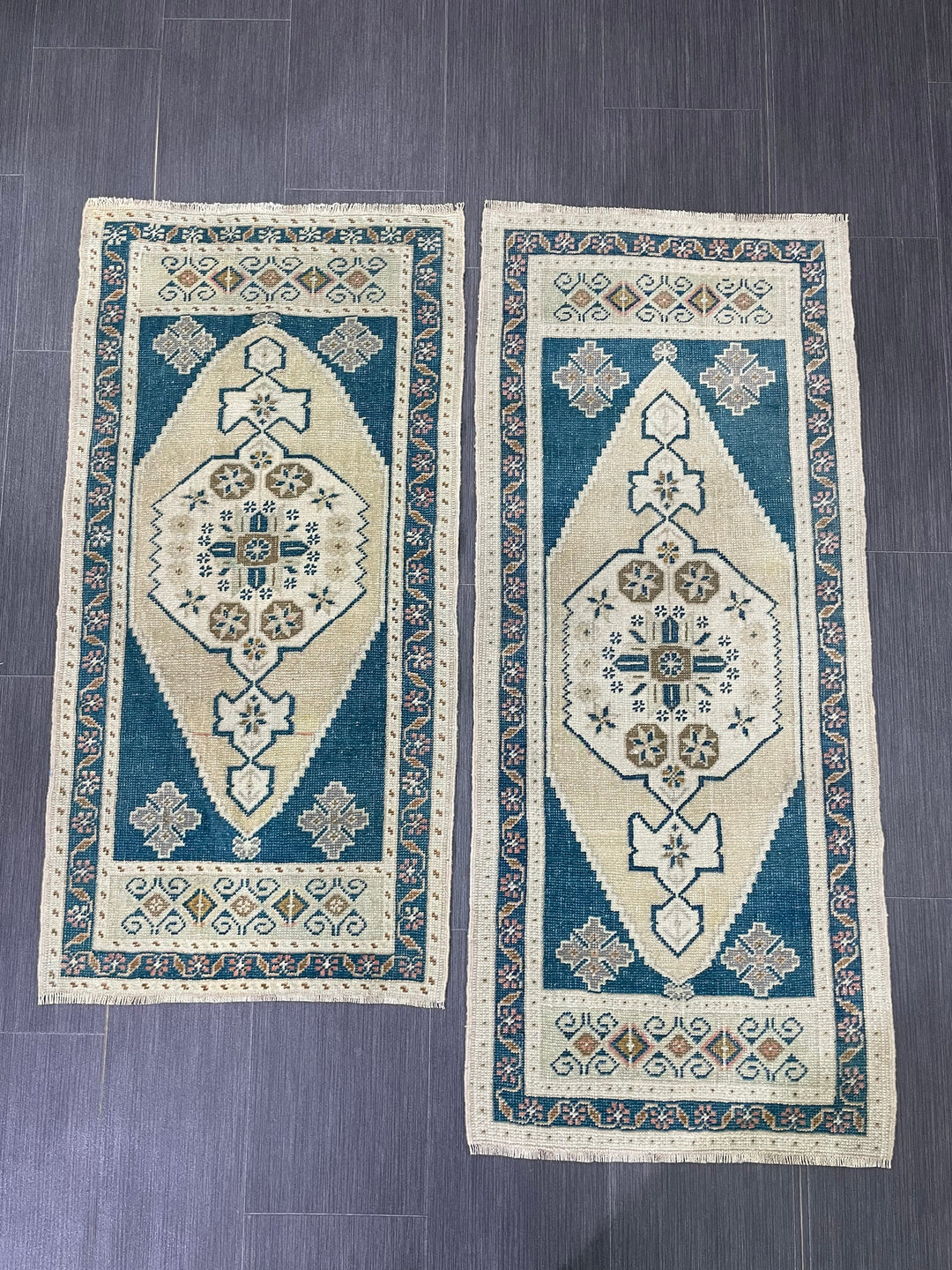 Beige Turkish Runner Rug 1' 11" x 5' 4" Hand-Knotted close-up