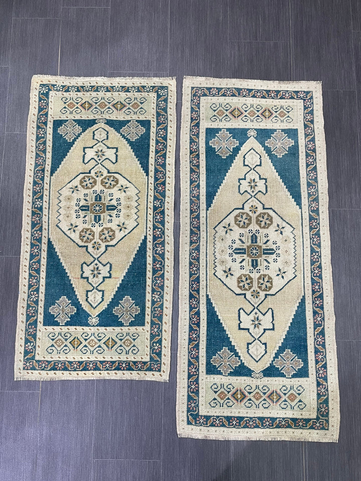 Beige Turkish Runner Rug 1' 11" x 5' 4" Hand-Knotted close-up