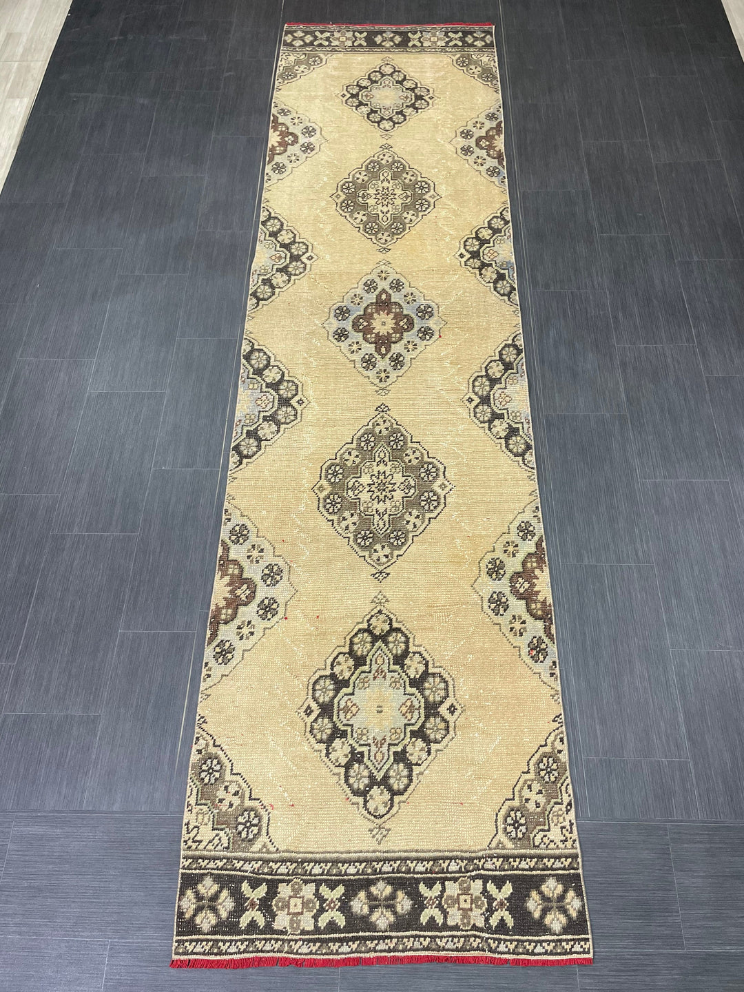 Beige Turkish Runner Rug 3' x 11' 3" Hand-Knotted view