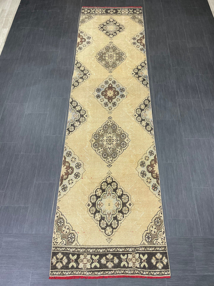 Beige Turkish Runner Rug 3' x 11' 3" Hand-Knotted view