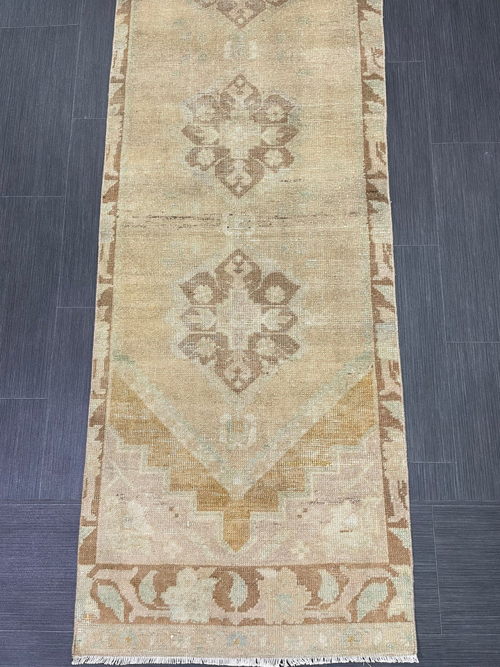 Turkish Runner Rug 2' 4" x 10' 11" Hand-Knotted field