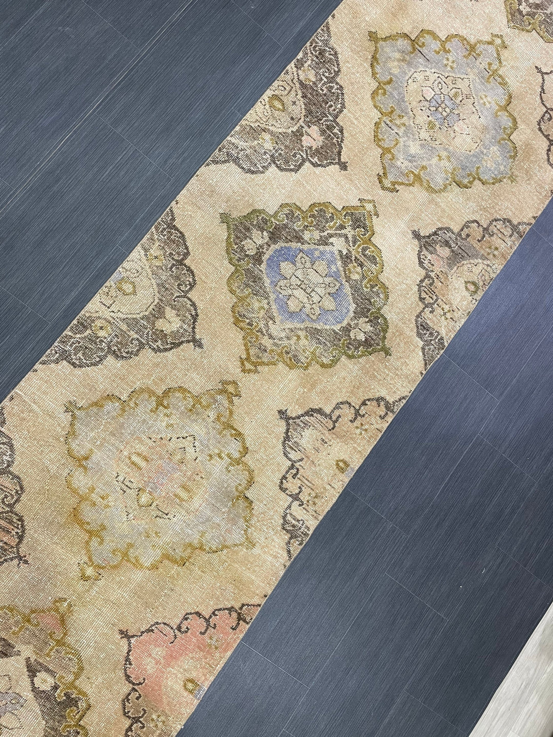 Beige Turkish Runner Rug 2' 10" x 12' 10" Hand-Knotted pattern