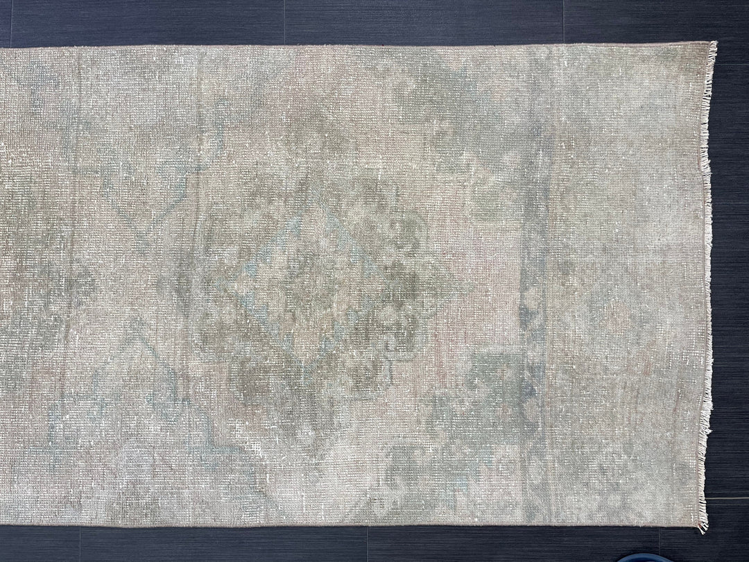 Tan Turkish Runner Rug 2' 9" x 12' 7" Hand-Knotted border