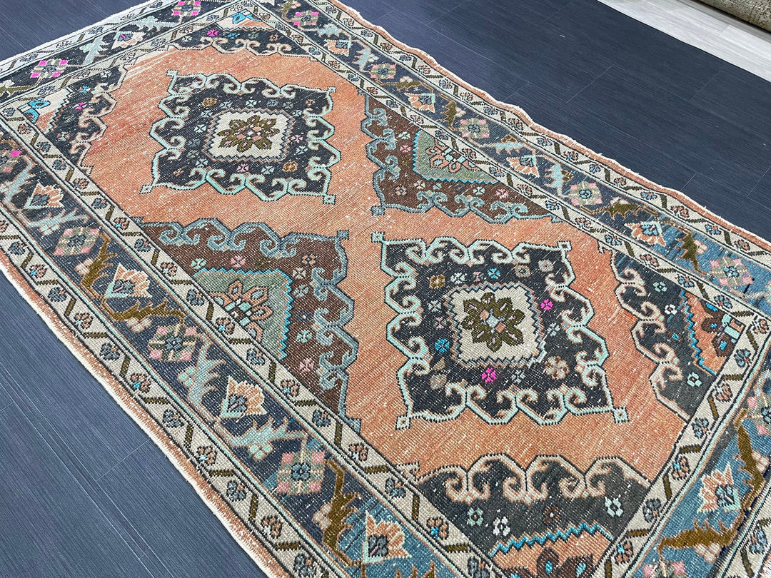 Beige Turkish Oushak Rug 3' 11" x 6' 6" Hand-Knotted