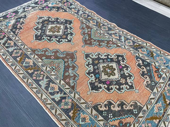 Beige Turkish Oushak Rug 3' 11" x 6' 6" Hand-Knotted