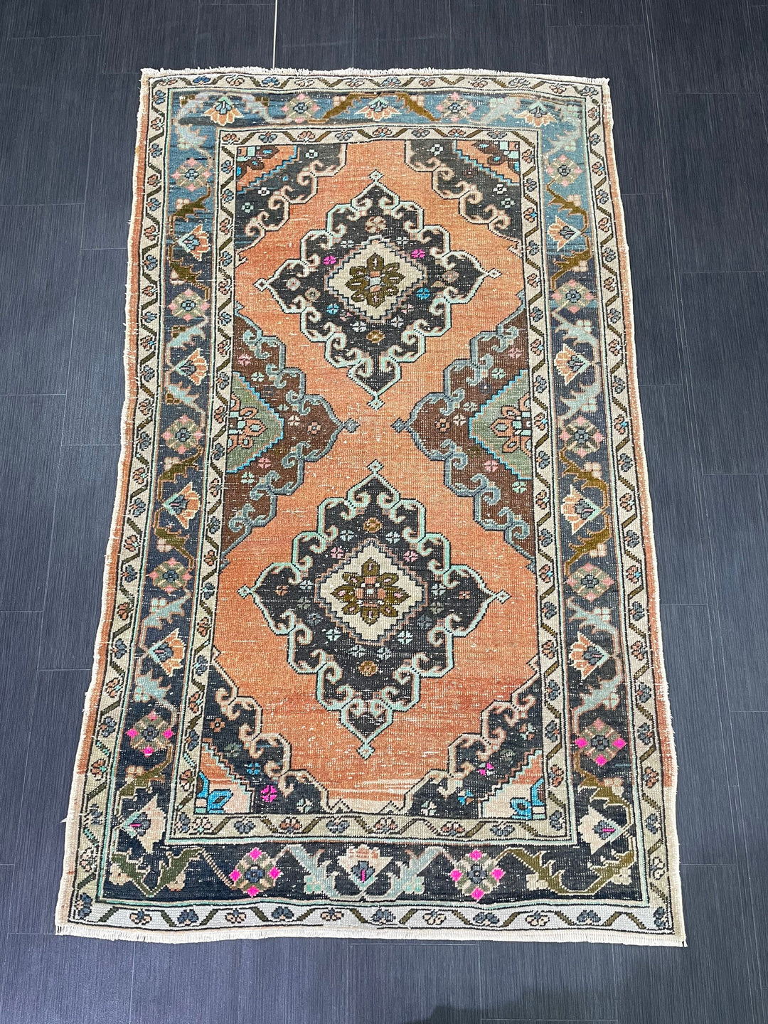 Beige Turkish Oushak Rug 3' 11" x 6' 6" Hand-Knotted reverse
