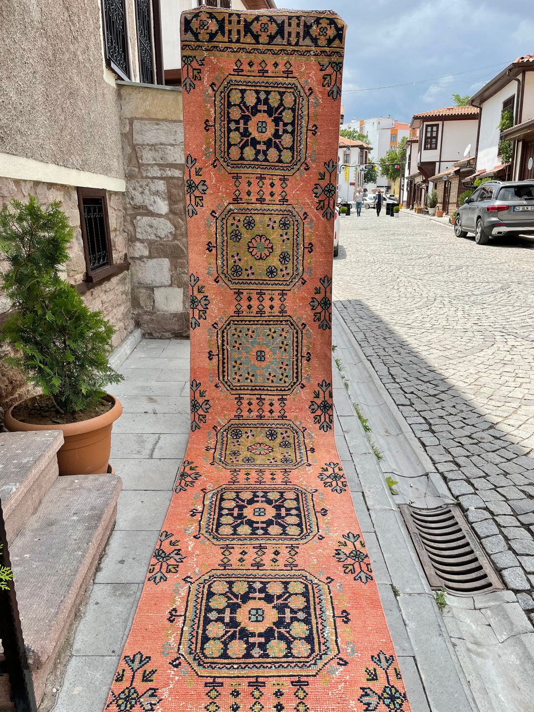 Beige Turkish Runner Rug 2' 7" x 21' 1" Hand-Knotted detail