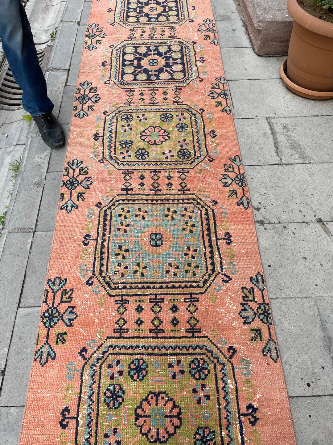 Beige Turkish Runner Rug 2' 7" x 21' 1" Hand-Knotted field