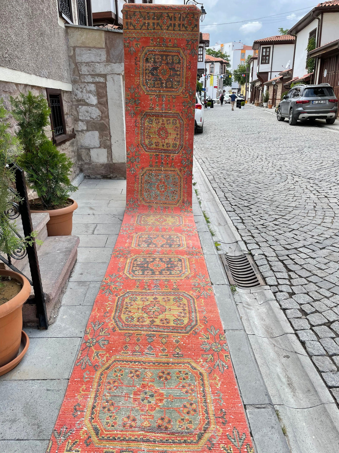 Beige Turkish Runner Rug 2' 7" x 22' 3" Hand-Knotted detail