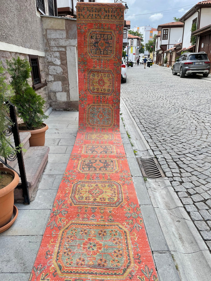Beige Turkish Runner Rug 2' 7" x 22' 3" Hand-Knotted detail