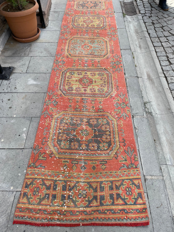 Beige Turkish Runner Rug 2' 7" x 22' 3" Hand-Knotted border