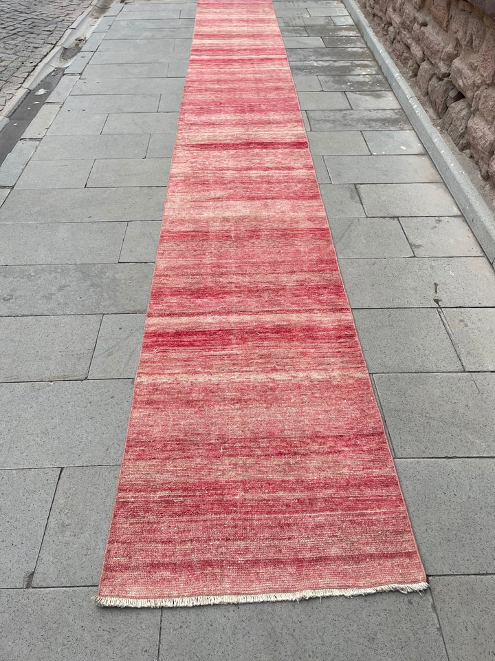 Beige Turkish Runner Rug 2' 5" x 19' Hand-Knotted field