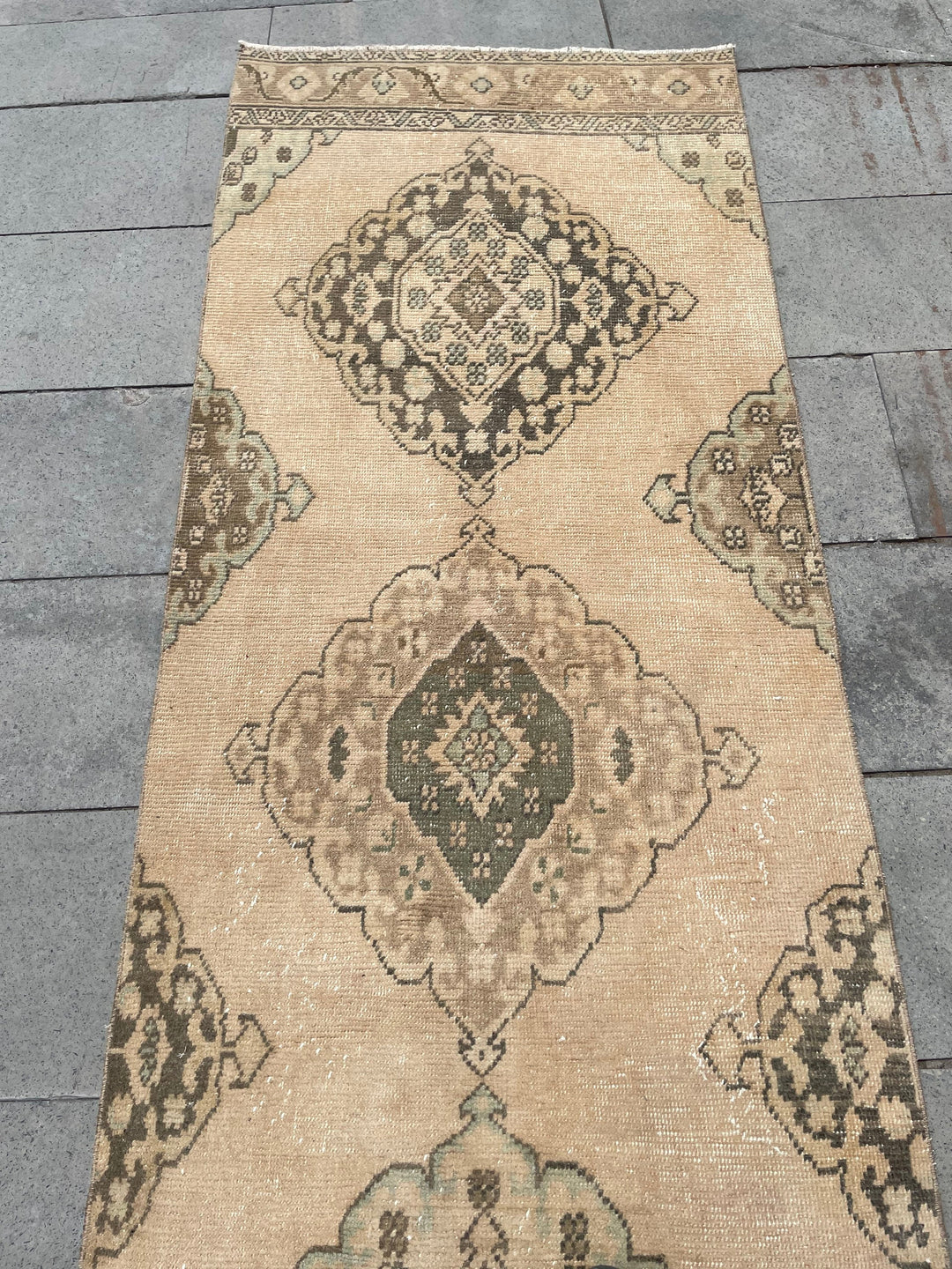 Beige Turkish Runner Rug 2' 9" x 24' 3" Hand-Knotted border