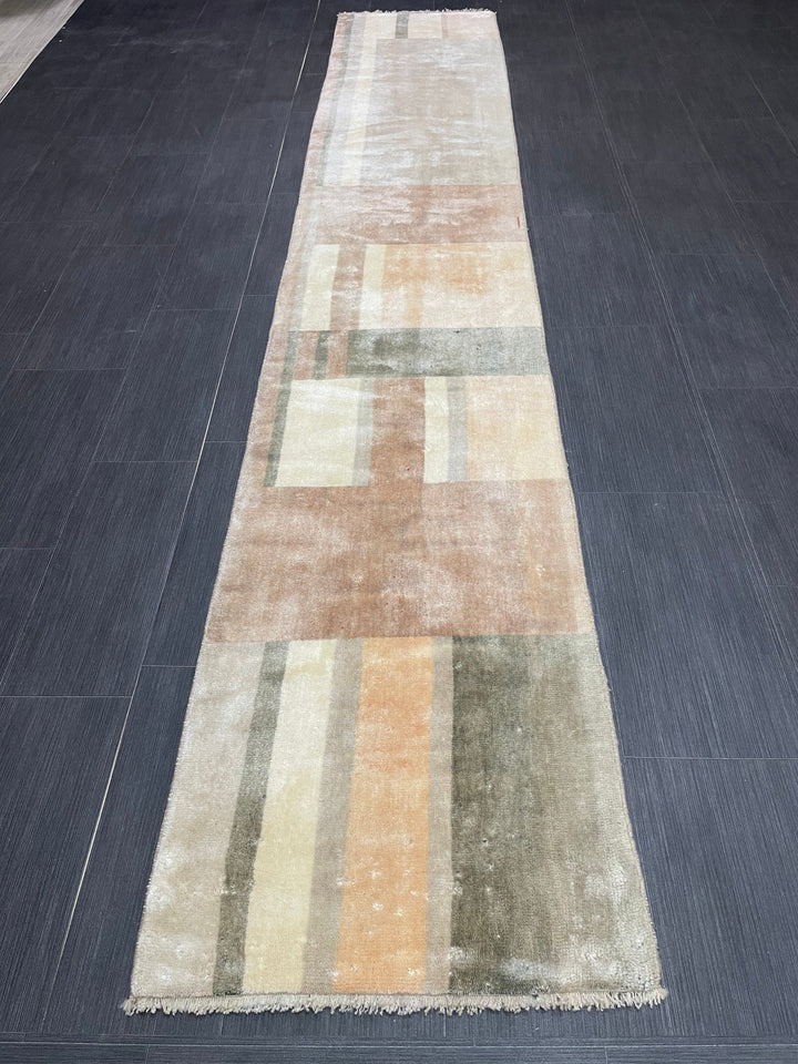 Brown Turkish Runner Rug 1' 11" x 10' 10" Hand-Knotted | No. WR90524