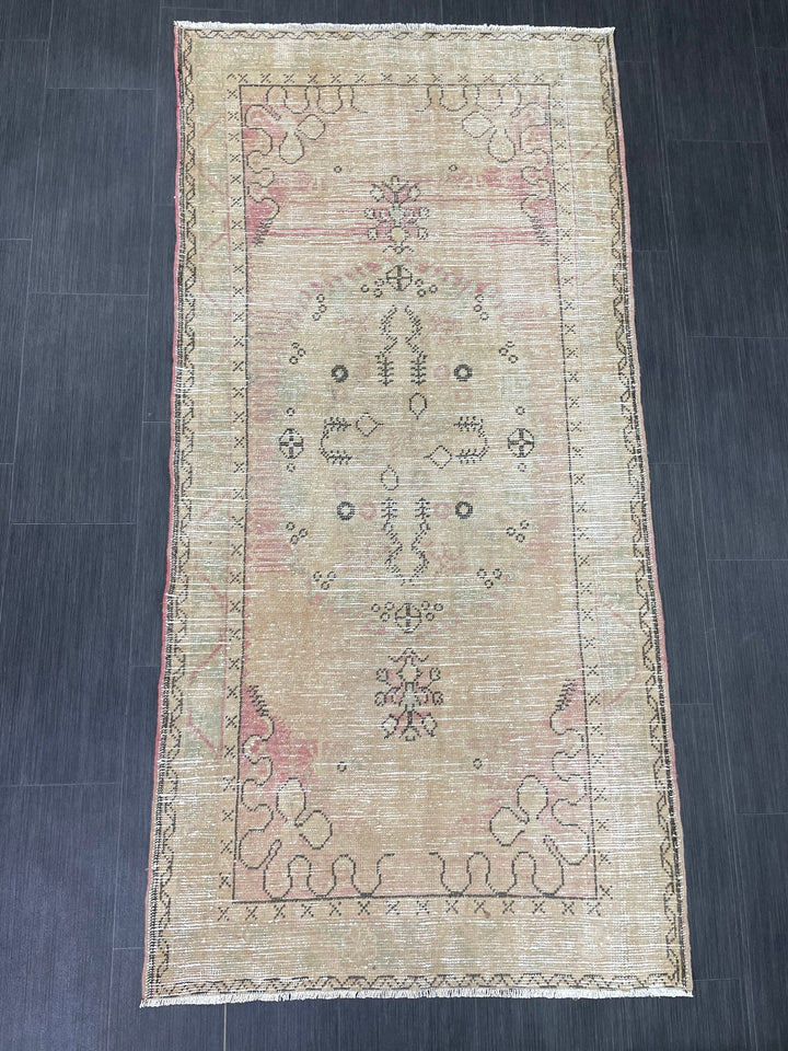 Pink Turkish Oushak Rug 3' 3" x 6' 9" Hand-Knotted view