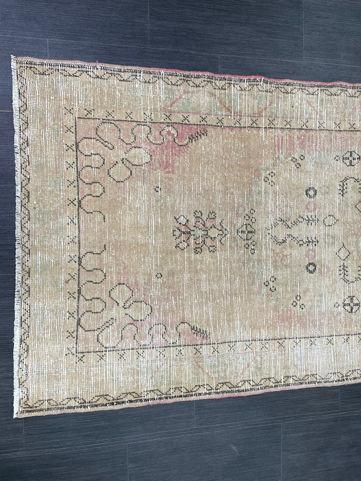 Pink Turkish Oushak Rug 3' 3" x 6' 9" Hand-Knotted pattern