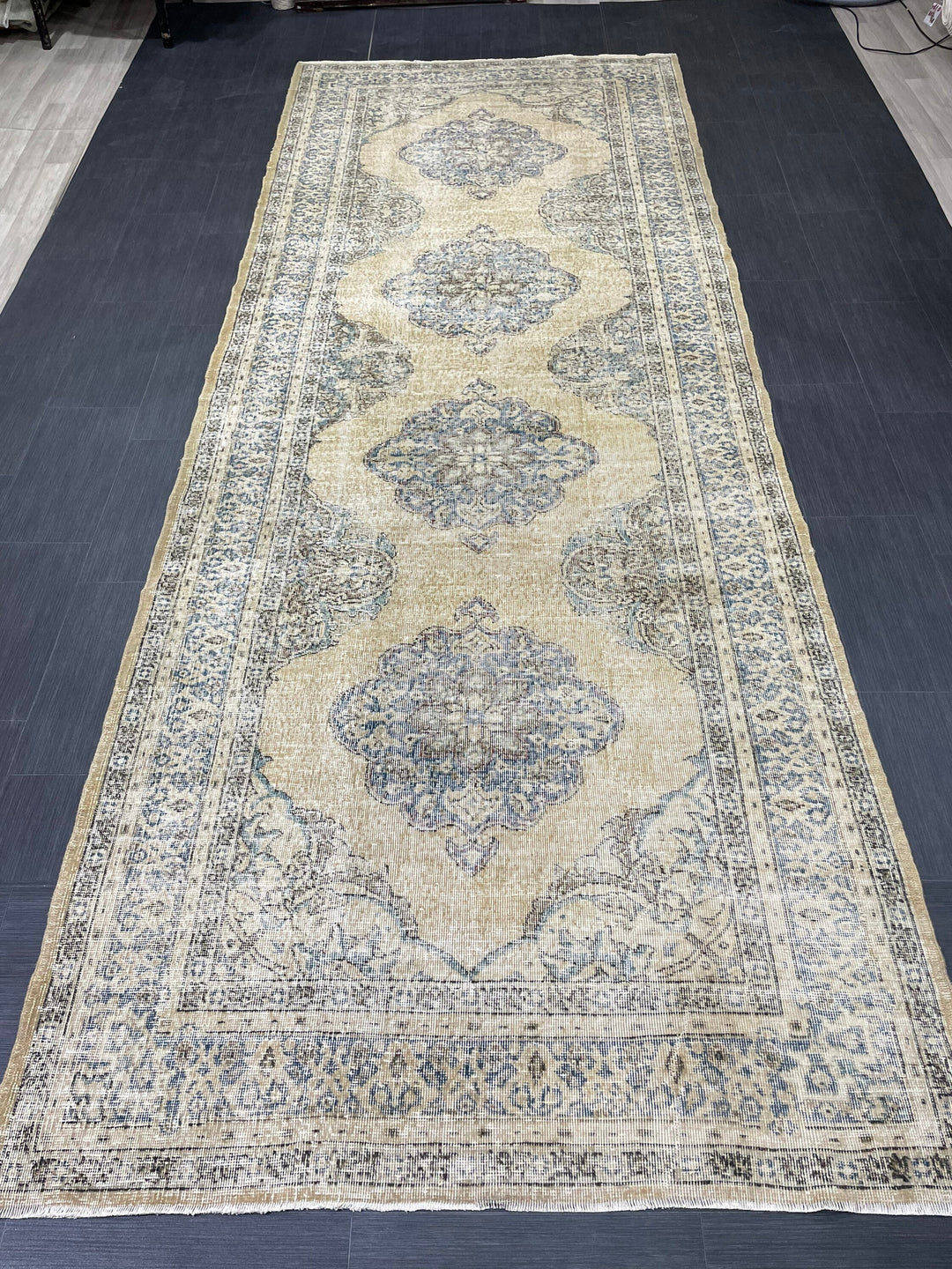 Beige Turkish Runner Rug 5' x 12' 11" Hand-Knotted view