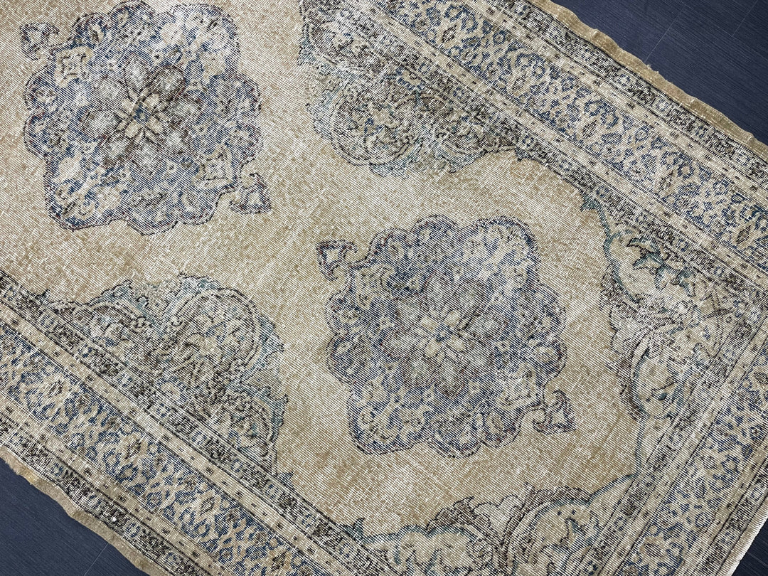 Beige Turkish Runner Rug 5' x 12' 11" Hand-Knotted border