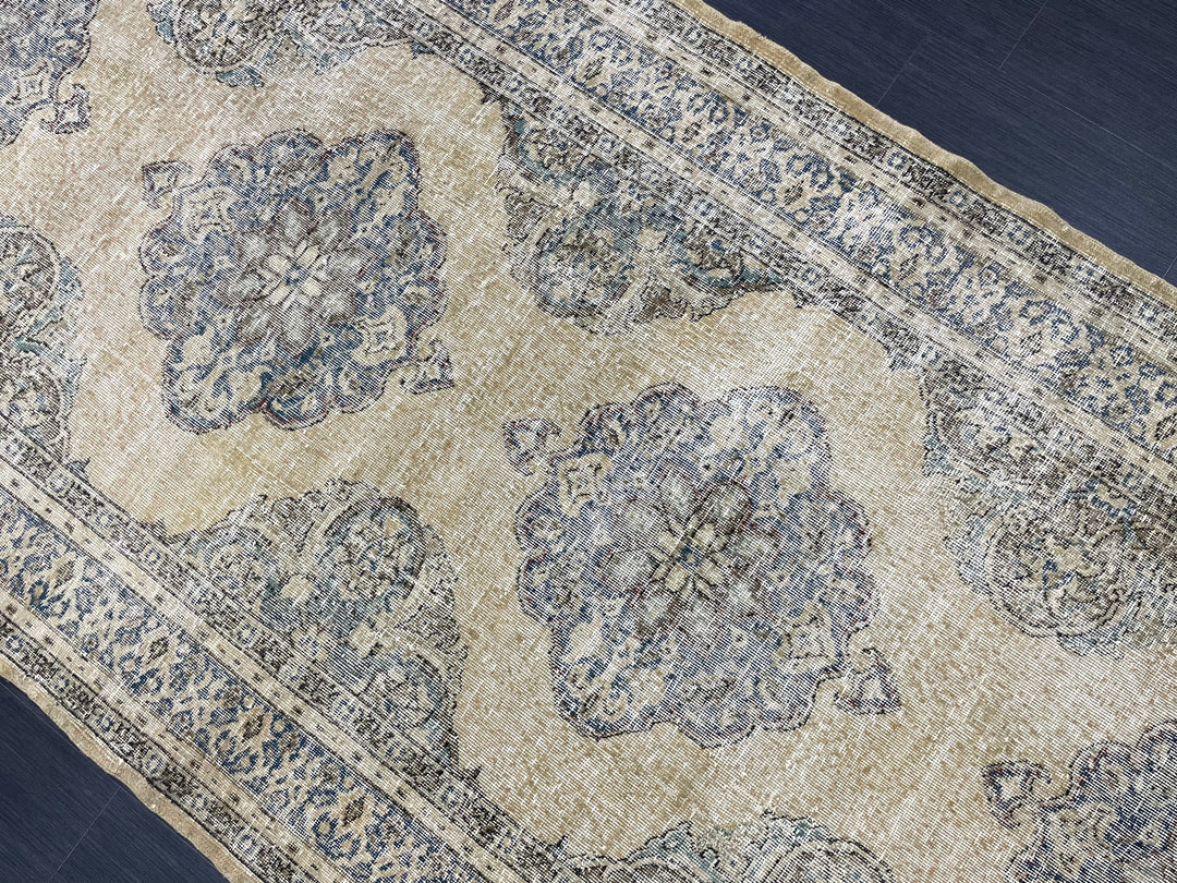 Beige Turkish Runner Rug 5' x 12' 11" Hand-Knotted field